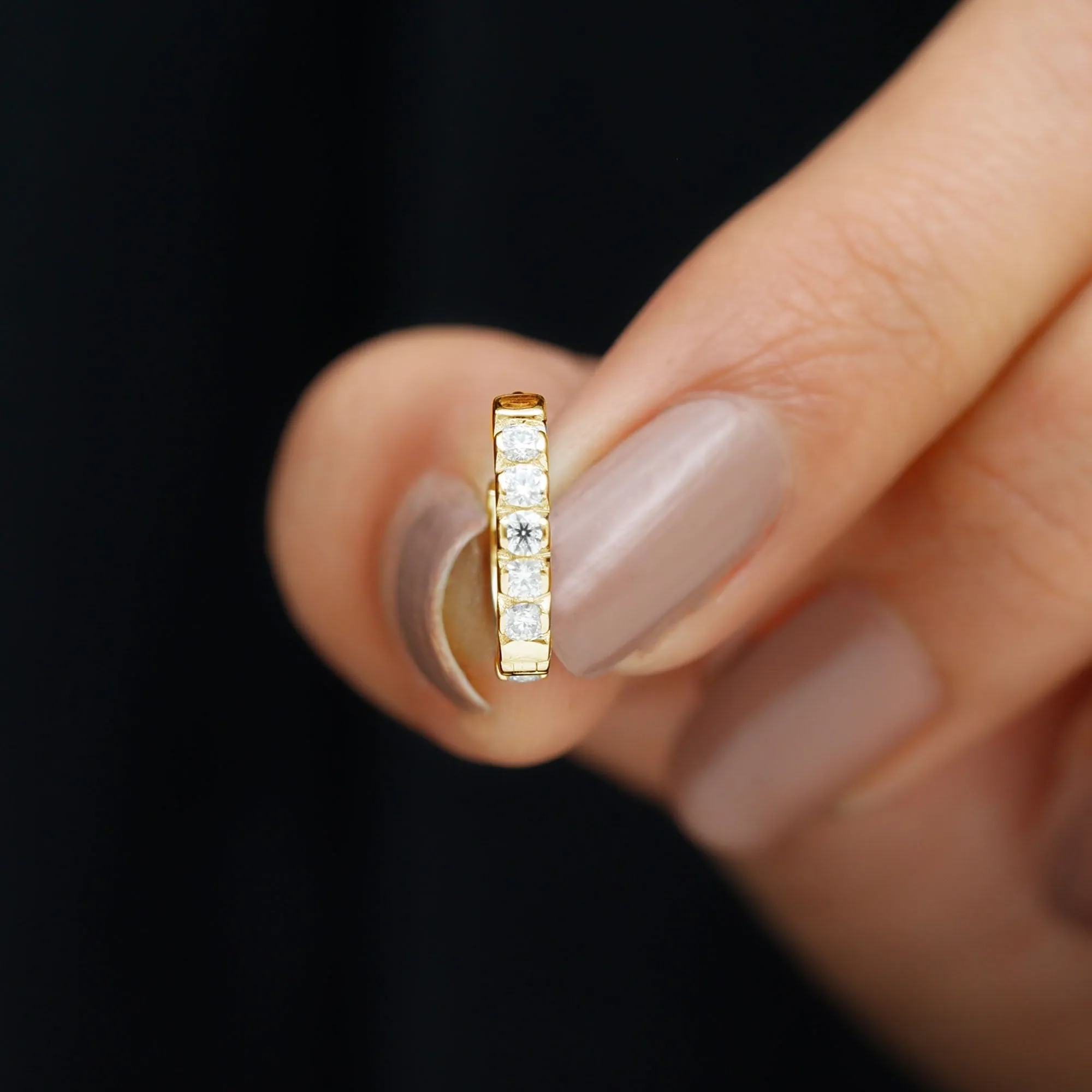 Natural Diamond Helix Huggie Hoop Earring