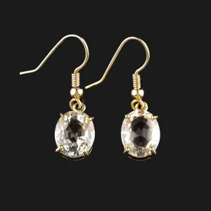 Vintage Gold Birmingham Assayed Large Citrine Drop Earrings
